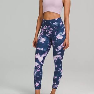 NEW LULULEMON aligns HR 25” size 10 Circulate Tie Dye Mineral Blue Multi
